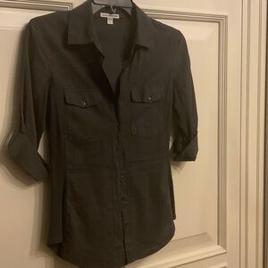 James Perse Charcoal Button-Up Blouse